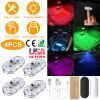 4Pcs Cordless Car Interior Light USB Rechargeable Magnetic Atmosphere Light 8 Lighting Mode Ambient Night Lamp