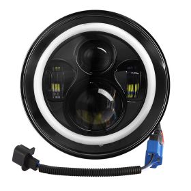 2 X 7" 6000LM Round LED Headlight Halo Angel Eyes for Jeep Wrangler TJ JK CJ w/H4 to H13 Adapter Plug and Play