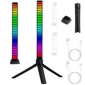 32LED RGB Sound Control Light Bar Music Sync Pickup Rhythm Lamp APP Control Voice Activated Atmosphere Light Bar for Car Gaming Room