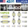 14Pcs T10 31mm 41mm Festoon LED Light Bulb Interior Dome Map LED Lights License Plate Trunk Side Positioning Lights 6000K White