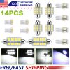 14Pcs T10 31mm 41mm Festoon LED Light Bulb Interior Dome Map LED Lights License Plate Trunk Side Positioning Lights 6000K White