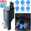 100W 4 In 1 Fast Car Charger USB C Car Charger 180ºAdjustable Car Phone Charger with Retractable Type-C LT Cable Voltage Monitor Fit for IOS Phone iPa