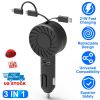 21W 3 In 1 Retractable Car Charger Fast Car Charger Mini Car Phone Charger with USB Port Type-C Cable LT & Micro Cable Fit For IOS Phone 15/14/13 And