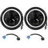 2 X 7" 6000LM Round LED Headlight Halo Angel Eyes for Jeep Wrangler TJ JK CJ w/H4 to H13 Adapter Plug and Play