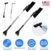 2 In 1 Ice Scraper Extendable Car Snow Brush Telescopic Snow Removal Tool Automobile Snow Shovel Frost Removal with 360° Pivoting Brush Head Sponge Gr