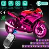 6Pcs Motorcycle LED Light Strips Multi-Color Neon Light Kits Waterproof DC 12V RGB Atmosphere Lights W/ Remote Controller Fit For Motorcycle Car SUV A