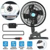 12V Car Fan Oscillating Clip On Cooling Fan w/ 2 Speeds 120°Rotation Personal Electric Fan for Car Truck Vans