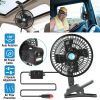 12V Car Fan Oscillating Clip On Cooling Fan w/ 2 Speeds 120°Rotation Personal Electric Fan for Car Truck Vans