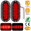 2Pcs Oval LED Brake Light 10LEDs Lamp Stop Turn Tail Light IP65 Waterproof Oval Red Trailer Tail Light for Trunk Jeep RV etc.