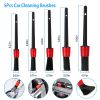 5Pcs Car Detailing Brush Set Detail Gap Cleaner For Automotive Dashboard Air Vent Wheels Cleaning Wet Dry Use