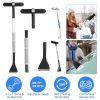 2 In 1 Ice Scraper Extendable Car Snow Brush Telescopic Snow Removal Tool Automobile Snow Shovel Frost Removal with 360° Pivoting Brush Head Sponge Gr