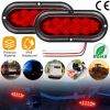 2Pcs Oval LED Brake Light 10LEDs Lamp Stop Turn Tail Light IP65 Waterproof Oval Red Trailer Tail Light for Trunk Jeep RV etc.