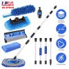 5Pcs Car Cleaning Brush Kit 61in Detachable Long Handle Soft Microfiber Mop Brush Mitt Windshield Squeegee Duster Towel Wheel Tier Brush Hose Adapter