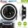 2 X 7" 6000LM Round LED Headlight Halo Angel Eyes for Jeep Wrangler TJ JK CJ w/H4 to H13 Adapter Plug and Play