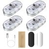 4Pcs Cordless Car Interior Light USB Rechargeable Magnetic Atmosphere Light 8 Lighting Mode Ambient Night Lamp