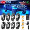 8 Pods RGB LED Rock Lights DC12V Car Neon Light Kit IP68 Waterproof Underglow Lights with Double Remote Controls Wireless APP Control for Jeep Truck U