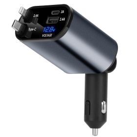 100W 4 In 1 Fast Car Charger USB C Car Charger 180ºAdjustable Car Phone Charger with Retractable Type-C LT Cable Voltage Monitor Fit for IOS Phone iPa