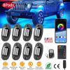 8 Pods RGB LED Rock Lights DC12V Car Neon Light Kit IP68 Waterproof Underglow Lights with Double Remote Controls Wireless APP Control for Jeep Truck U