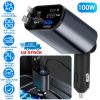 100W 4 In 1 Fast Car Charger USB C Car Charger 180ºAdjustable Car Phone Charger with Retractable Type-C LT Cable Voltage Monitor Fit for IOS Phone iPa