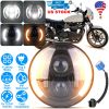 7In 40W Round LED Headlight 3800LM Halo Car Headlamp with DRL Turn Light High Low Beam Fit for Honda Yamaha Motorcycle Jeep Wrangler TJ JK CJ