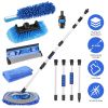 5Pcs Car Cleaning Brush Kit 61in Detachable Long Handle Soft Microfiber Mop Brush Mitt Windshield Squeegee Duster Towel Wheel Tier Brush Hose Adapter