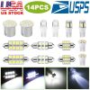 14Pcs T10/31mm/36mm/41mm/1156 Festoon LED Light Bulb Interior Dome Map LED Lights License Plate Trunk Side Positioning Lights 6000K White