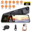 4K Car DVR 12in Dash Cam Camcorder Camera Recorder with 170° Angle Loop Recording Motion Detection Night Vision Voice Control APP Control G-sensor