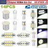 14Pcs T10/31mm/36mm/41mm/1156 Festoon LED Light Bulb Interior Dome Map LED Lights License Plate Trunk Side Positioning Lights 6000K White