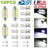 18Pcs T10/T5/41mm Festoon LED Light Bulb Interior Dome Map instrument LED Lights License Plate Trunk Side Positioning Lights 6000K White