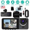 3 Channel Dash Cam Front Inside Rear Vehicle Driving Recorder Car DVR with 32G MMC Card G Sensor Motion Detection Parking Monitor Night Vision Loop Re