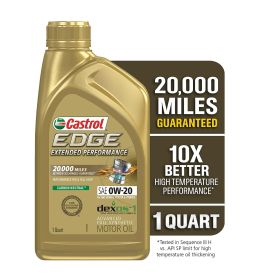 Castrol Edge Extended Performance 0W-20 Advanced Full Synthetic Motor Oil, 1 Quart