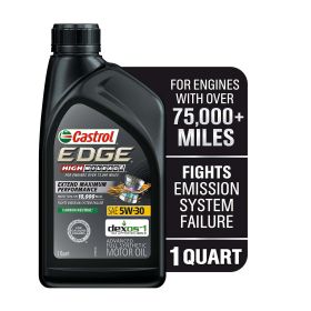 Castrol EDGE High Mileage 5W-30 Advanced Full Synthetic Motor Oil, 1 Quart