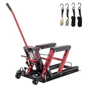 Hydraulic Motorcycle Lift Jack, 1500 LBS Capacity Foot-Operated Motorcycle Lift Table, ATV Scissor Lift Jack with 4.5" - 15" Lifting Range