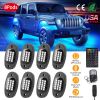 8 Pods RGB LED Rock Lights DC12V Car Neon Light Kit IP68 Waterproof Underglow Lights with Double Remote Controls Wireless APP Control for Jeep Truck U