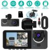 3 Channel Dash Cam Front Inside Rear Vehicle Driving Recorder Car DVR with 32G MMC Card G Sensor Motion Detection Parking Monitor Night Vision Loop Re