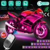 6Pcs Motorcycle LED Light Strips Multi-Color Neon Light Kits Waterproof DC 12V RGB Atmosphere Lights W/ Remote Controller Fit For Motorcycle Car SUV A