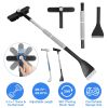 2 In 1 Ice Scraper Extendable Car Snow Brush Telescopic Snow Removal Tool Automobile Snow Shovel Frost Removal with 360° Pivoting Brush Head Sponge Gr