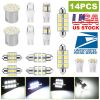 14Pcs T10/31mm/36mm/41mm/1156 Festoon LED Light Bulb Interior Dome Map LED Lights License Plate Trunk Side Positioning Lights 6000K White