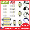 14Pcs T10 31mm 41mm Festoon LED Light Bulb Interior Dome Map LED Lights License Plate Trunk Side Positioning Lights 6000K White