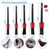 5Pcs Car Detailing Brush Set Detail Gap Cleaner For Automotive Dashboard Air Vent Wheels Cleaning Wet Dry Use