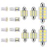 14Pcs T10 31mm 41mm Festoon LED Light Bulb Interior Dome Map LED Lights License Plate Trunk Side Positioning Lights 6000K White