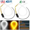 2Pcs Dual-Color Switchback DRL Tube Light Amber Sequential Flow Car Turn Signal Lamp Flexible Waterproof Glow Neon Lights Decorative Lamp For Headligh