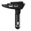 Car FM Transmitter w/ Wireless Earpiece 2 USB Charge Ports Hands-free Call MP3 Player TF Card Aux-in