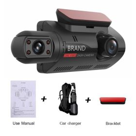 HD Car Video Recorder 2 Lens Hidden Car Driving Dash Cam 3.0inch IPS Camera Recorder Night Vision G-sensor Loop Recording Dvr (Sd Card Memory: nan, Color Name: front and interior)