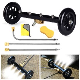 Dual-Purpose Pressure Washer Undercarriage Cleaner,4000 PSI Power Washer Surface Cleaner Attachment, Under Car Wash Water Broom with 3 Extension Wands (16inch: undercarriage cleaner +towel+ sponge)